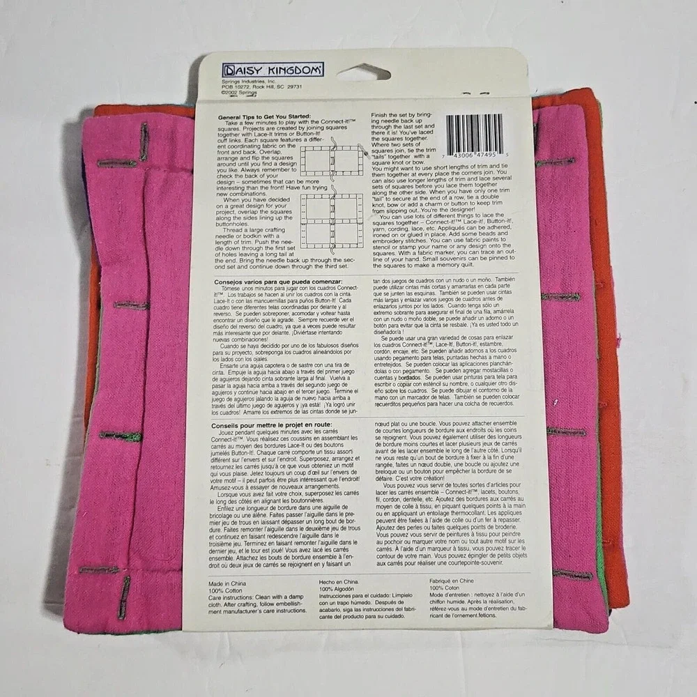 Daisy Kingdom Pockets No Sew Reversible Craft Squares Multicolor Vintage 2002